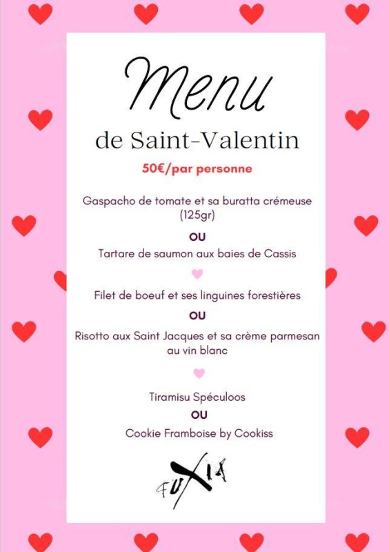 Menu Saint-Valentin- Fuxia - Restaurant Italien Marseille - bien manger Marseille